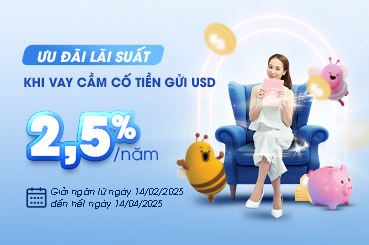 Ưu đãi cho sản phẩm Vay cầm cố tiền gửi USD